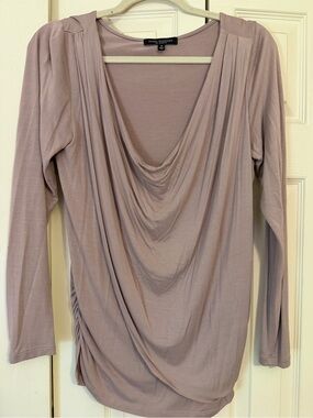 Taupe Cowled Neck Blouse